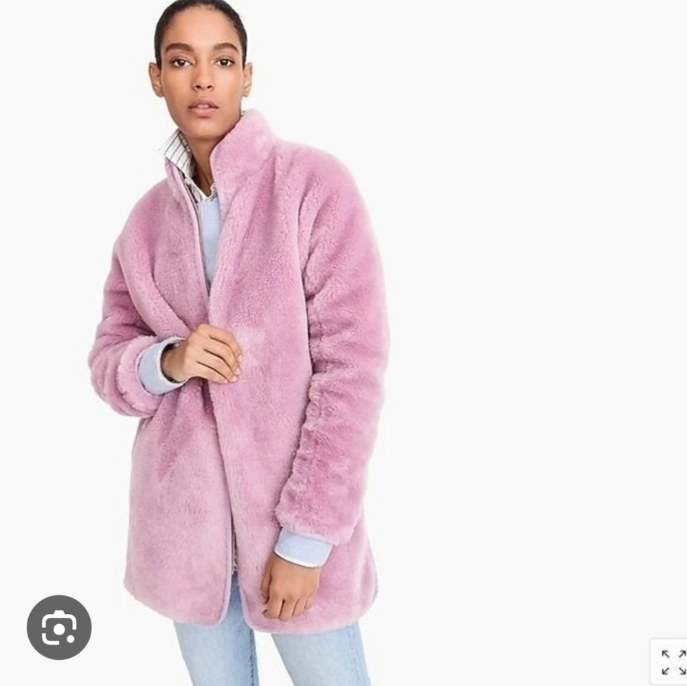 J.Crew Pink Teddy Zip-Up Jacket